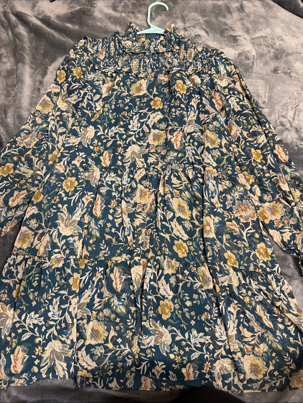 fab'rik Teal Floral Mini Dress